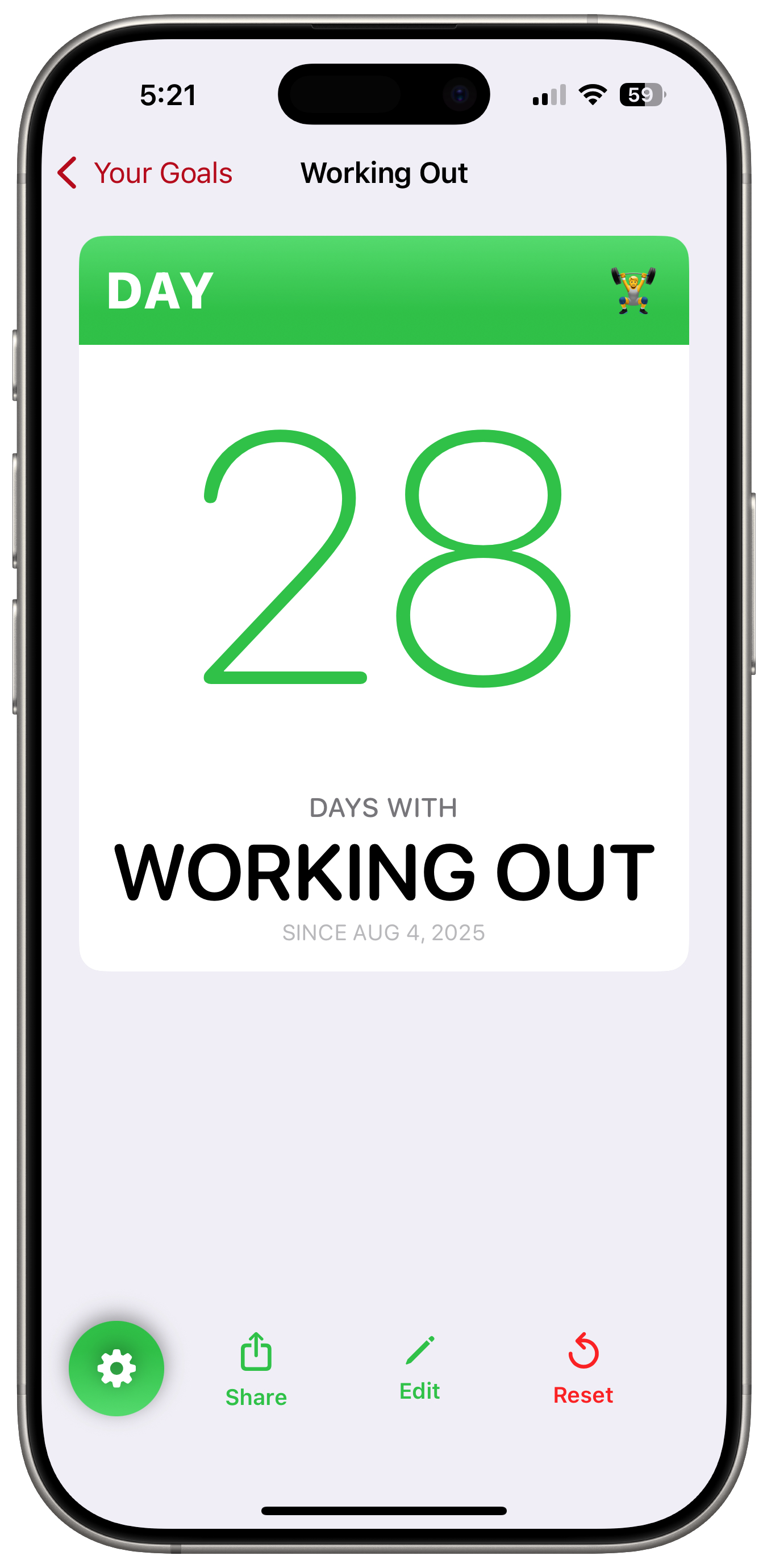 Streak detail screenshot